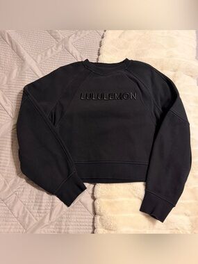 EUC Lululemon Scuba Oversized Logo Wordmark Pullover Black Size M/L